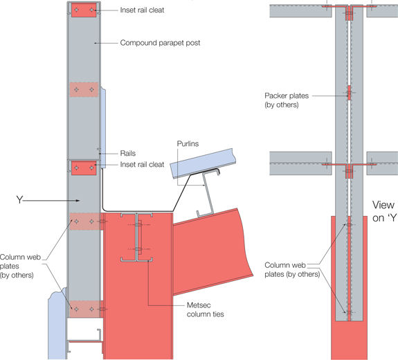 Parapet posts in situ assembly