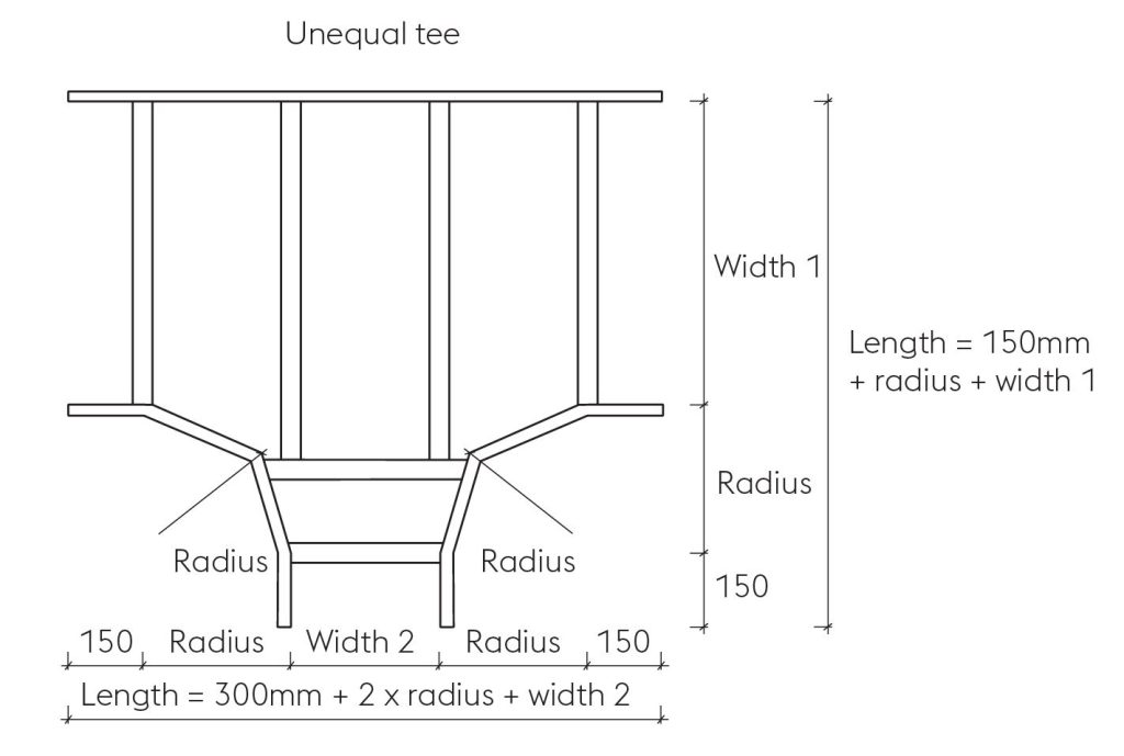 Pre-Galvanised unequal tee footprint